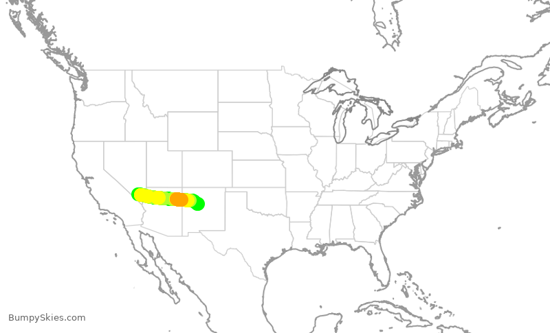 Turbulence forecast map for SWA4074, LAS to ABQ