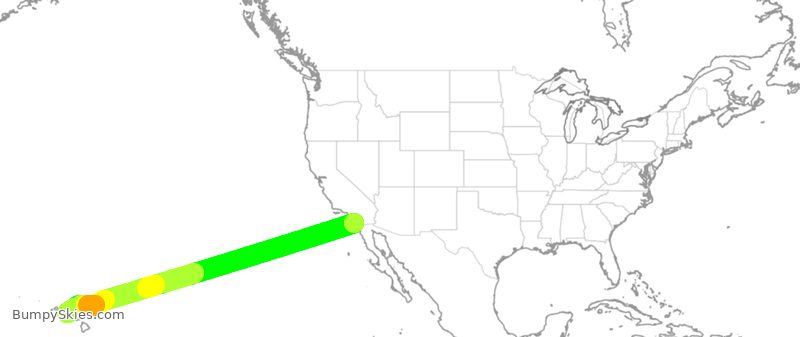 Turbulence forecast map for SWA4074, SAN to HNL