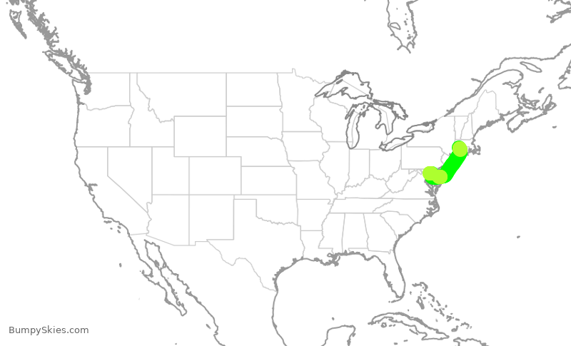 Turbulence forecast map for SWA4075, BDL to BWI
