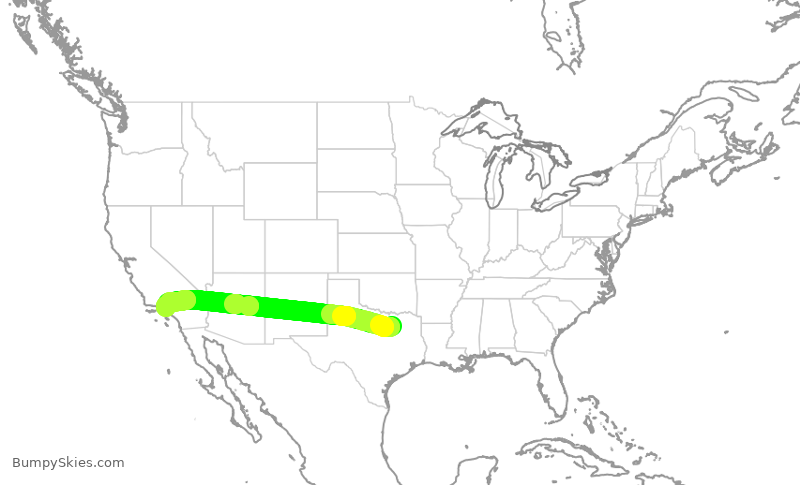 Turbulence forecast map for SWA4076, DAL to BUR