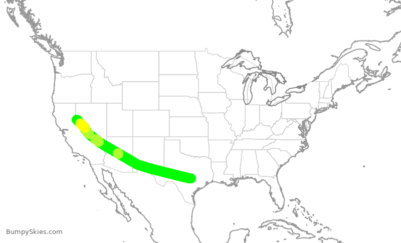 Turbulence forecast map for SWA4078, AUS to RNO