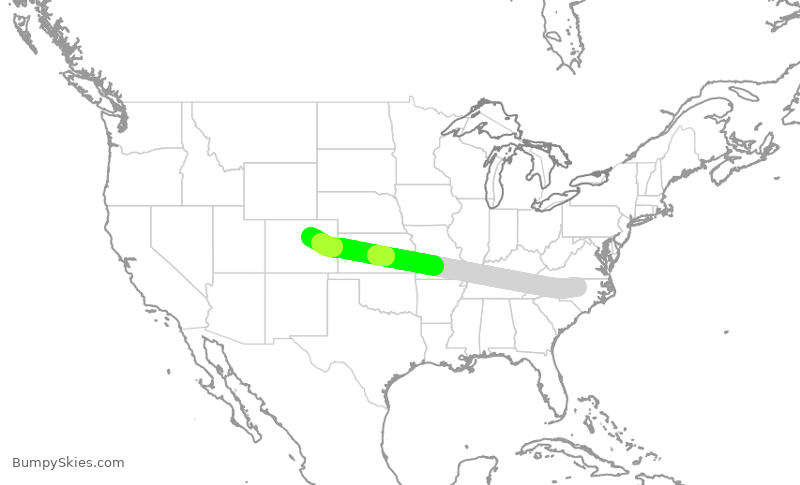 Turbulence forecast map for SWA4083, RDU to DEN
