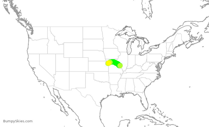 Turbulence forecast map for SWA4087, STL to MCI