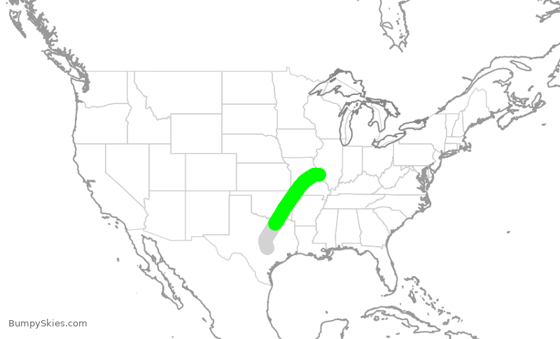 Turbulence forecast map for SWA408, AUS to STL