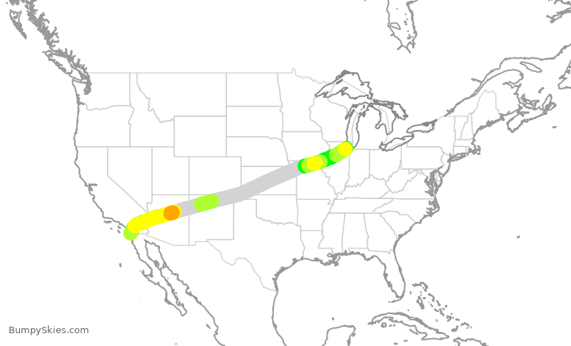 Turbulence forecast map for SWA4094, SAN to MDW
