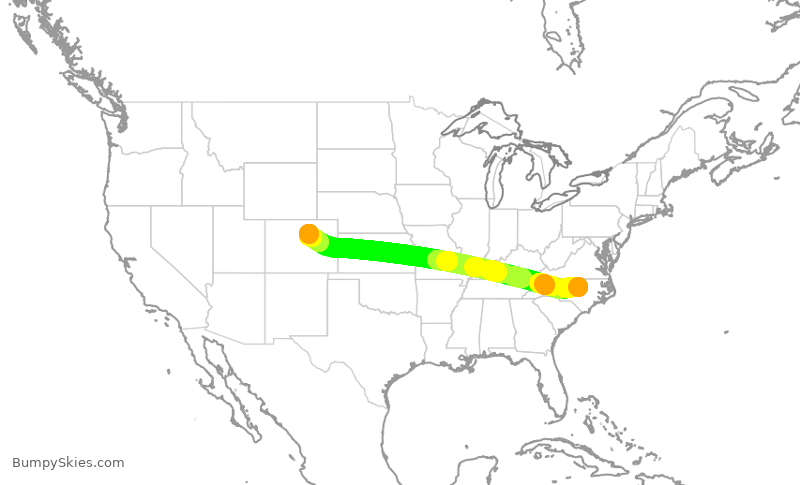 Turbulence forecast map for SWA4095, RDU to DEN