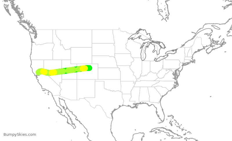 Turbulence forecast map for SWA4096, DEN to SMF