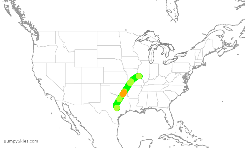 Turbulence forecast map for SWA409, AUS to STL