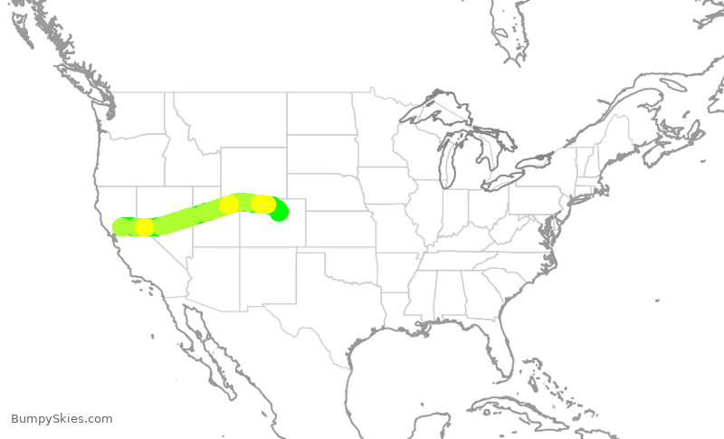 Turbulence forecast map for SWA4105, SMF to DEN