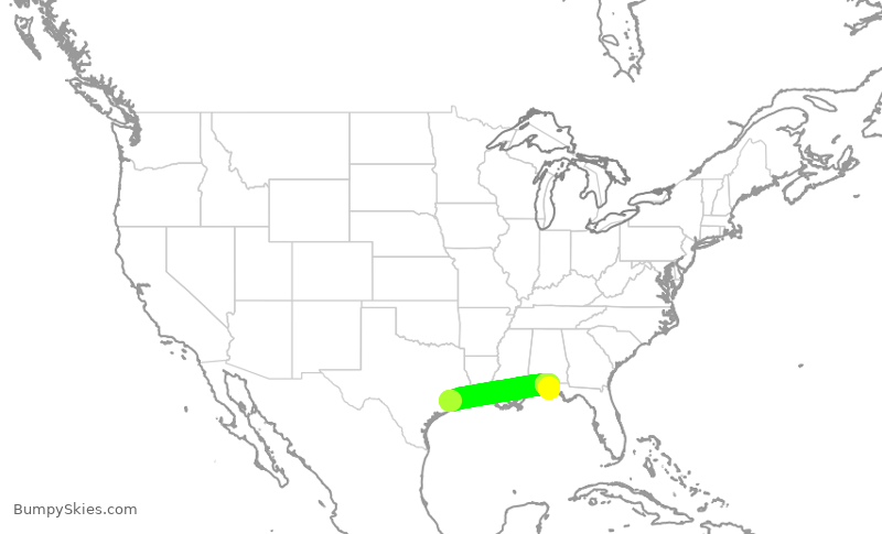 Turbulence forecast map for SWA4108, HOU to VPS