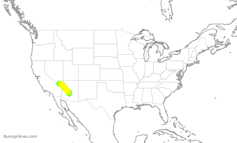 Turbulence forecast map for SWA4108, PHX to LAS
