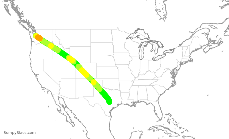Turbulence forecast map for SWA410, AUS to SEA