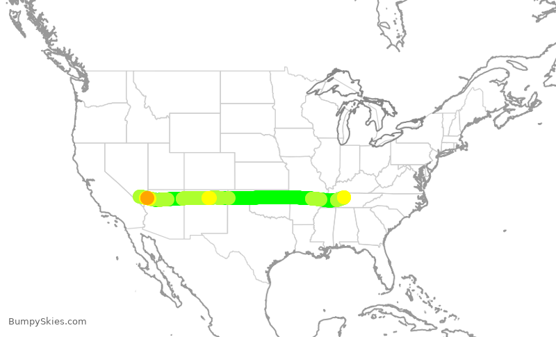 Turbulence forecast map for SWA4110, LAS to BNA