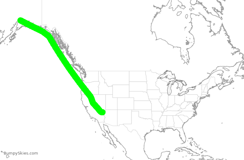 Turbulence forecast map for SWA4112, ANC to LAS