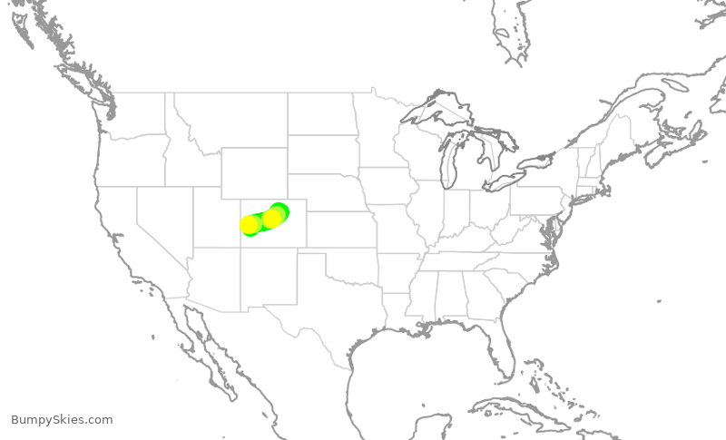 Turbulence forecast map for SWA4118, MTJ to DEN