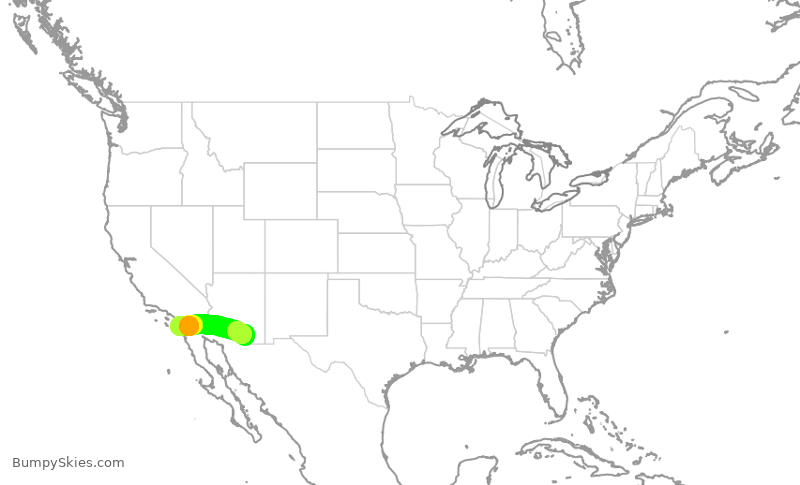 Turbulence forecast map for SWA4118, TUS to SAN