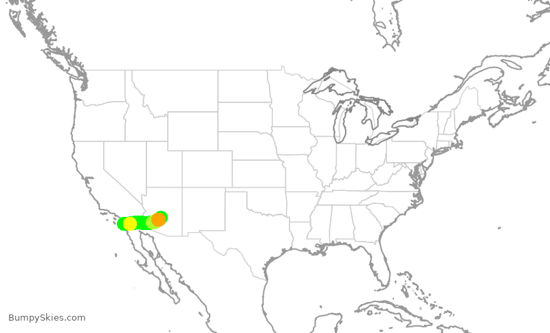 Turbulence forecast map for SWA4119, PHX to SAN