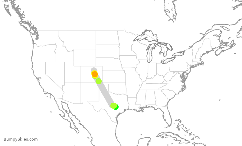 Turbulence forecast map for SWA411, DEN to AUS