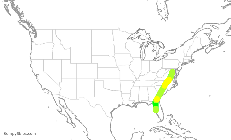 Turbulence forecast map for SWA411, TPA to DCA
