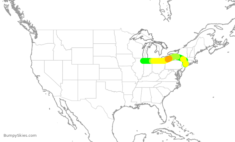 Turbulence forecast map for SWA4120, MDW to LGA