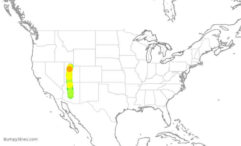 Turbulence forecast map for SWA4121, PHX to SLC
