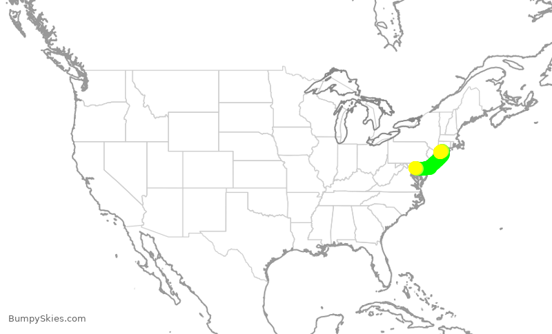 Turbulence forecast map for SWA4126, BWI to ISP