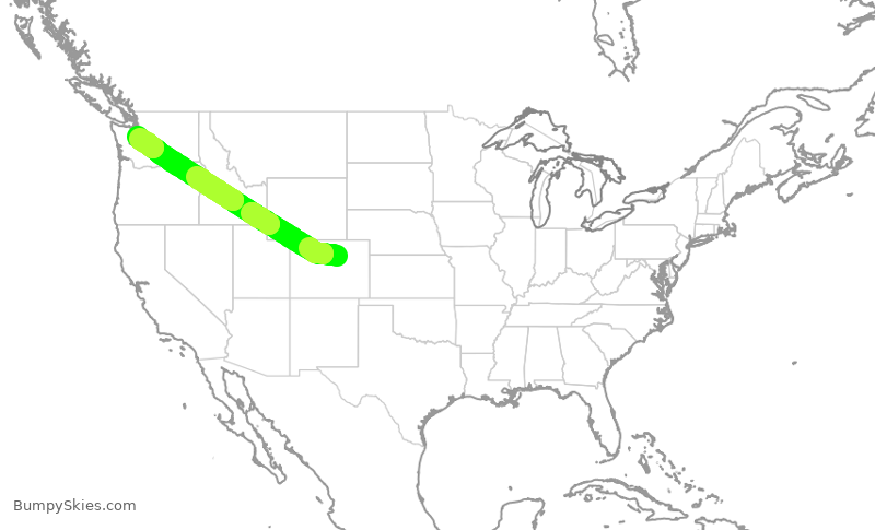 Turbulence forecast map for SWA4130, DEN to SEA