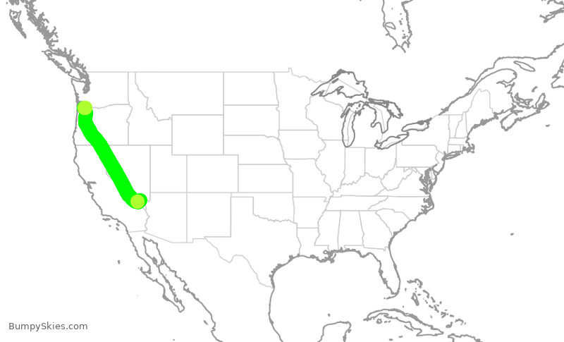 Turbulence forecast map for SWA4132, LAS to PDX