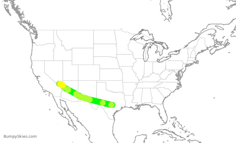 Turbulence forecast map for SWA4143, AUS to LAS