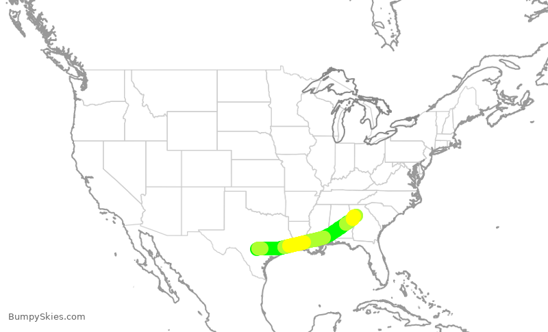Turbulence forecast map for SWA4144, SAT to ATL