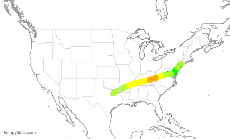 Turbulence forecast map for SWA4147, DAL to LGA