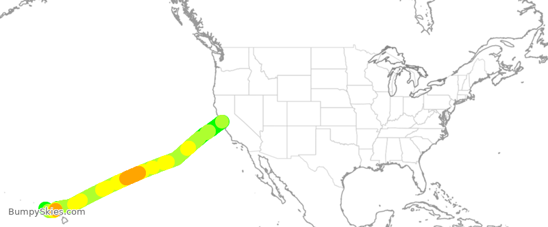 Turbulence forecast map for SWA4150, OAK to LIH