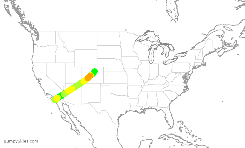 Turbulence forecast map for SWA4152, SAN to DEN