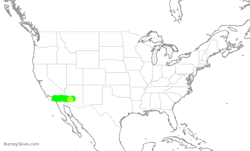 Turbulence forecast map for SWA4155, SNA to PHX
