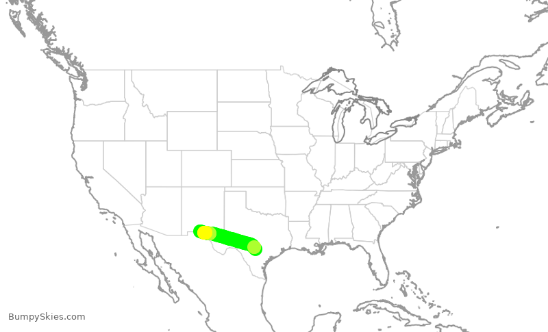 Turbulence forecast map for SWA4157, SAT to ELP
