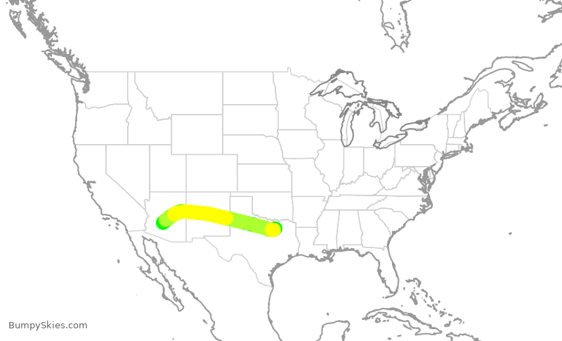 Turbulence forecast map for SWA4162, DAL to PHX