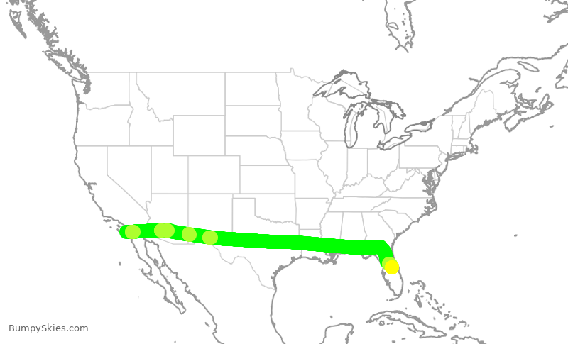 Turbulence forecast map for SWA4162, SAN to MCO