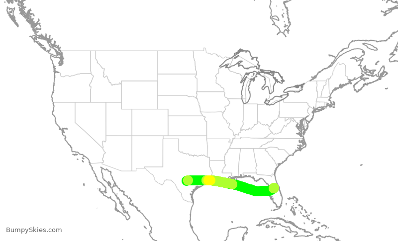 Turbulence forecast map for SWA4166, SAT to MCO