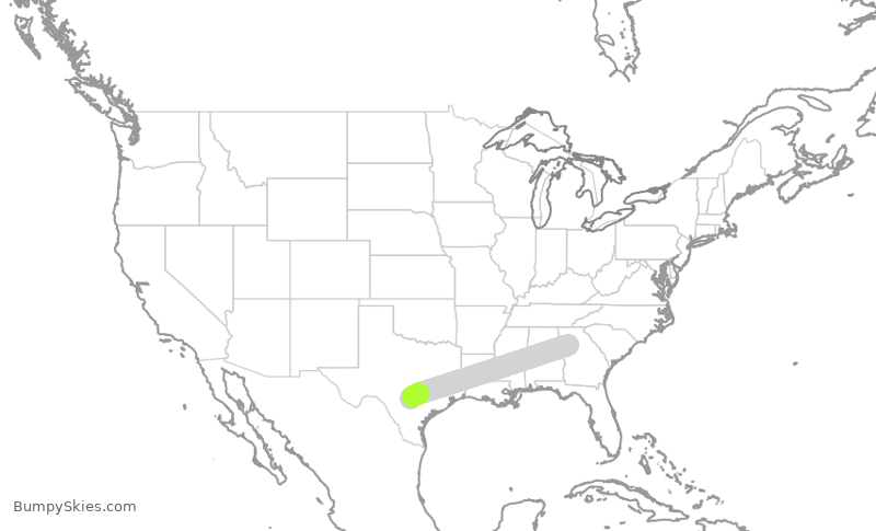 Turbulence forecast map for SWA416, ATL to SAT