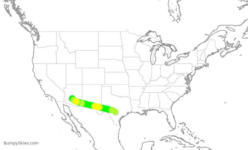 Turbulence forecast map for SWA4170, SAT to PHX