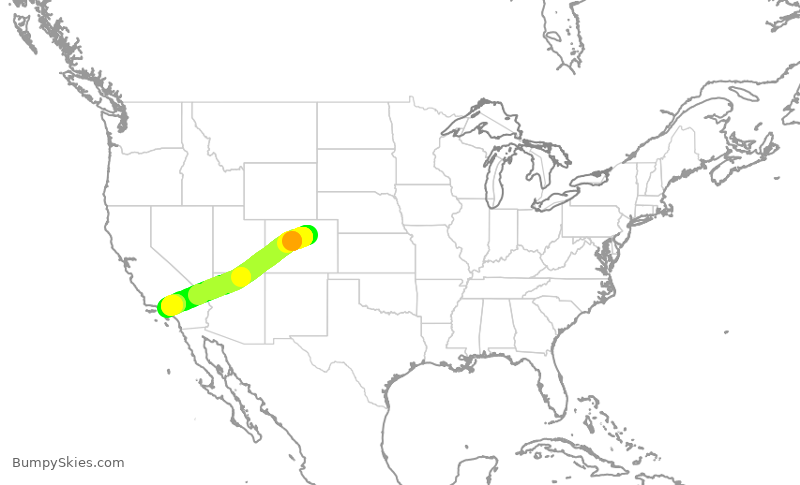 Turbulence forecast map for SWA4174, DEN to BUR