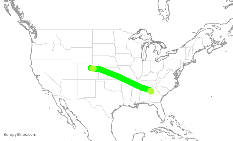 Turbulence forecast map for SWA4176, DEN to ATL