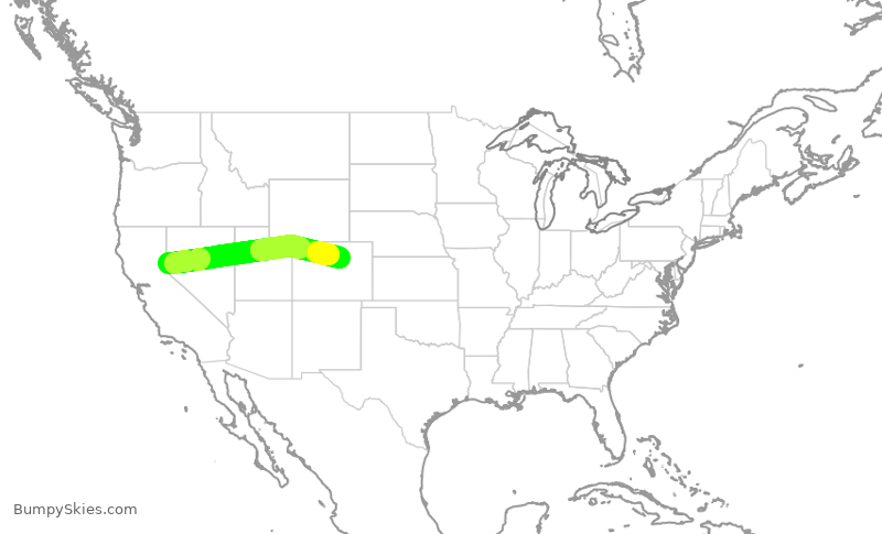 Turbulence forecast map for SWA4178, RNO to DEN