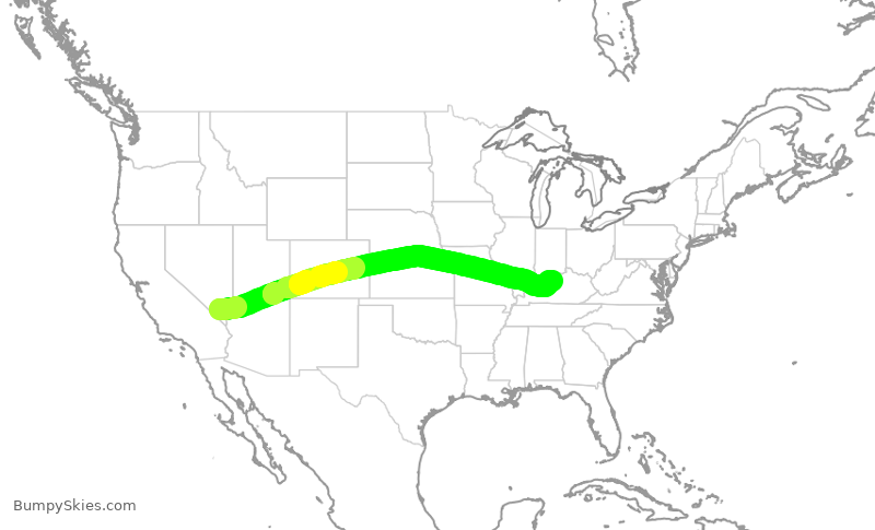 Turbulence forecast map for SWA4181, LAS to SDF