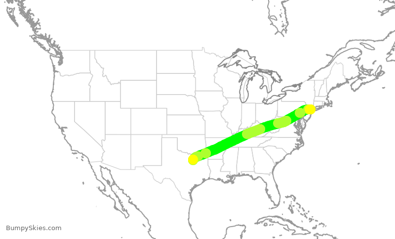 Turbulence forecast map for SWA4187, LGA to DAL