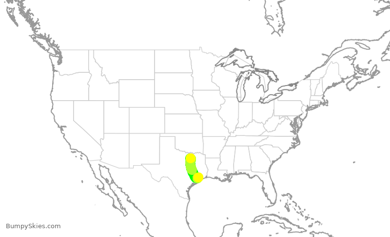 Turbulence forecast map for SWA41, DAL to HOU
