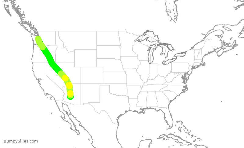 Turbulence forecast map for SWA4200, SEA to PHX