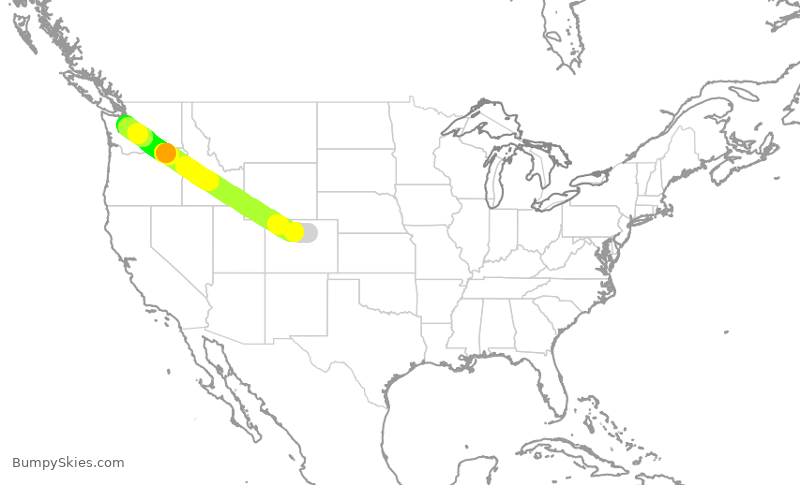 Turbulence forecast map for SWA4204, DEN to SEA