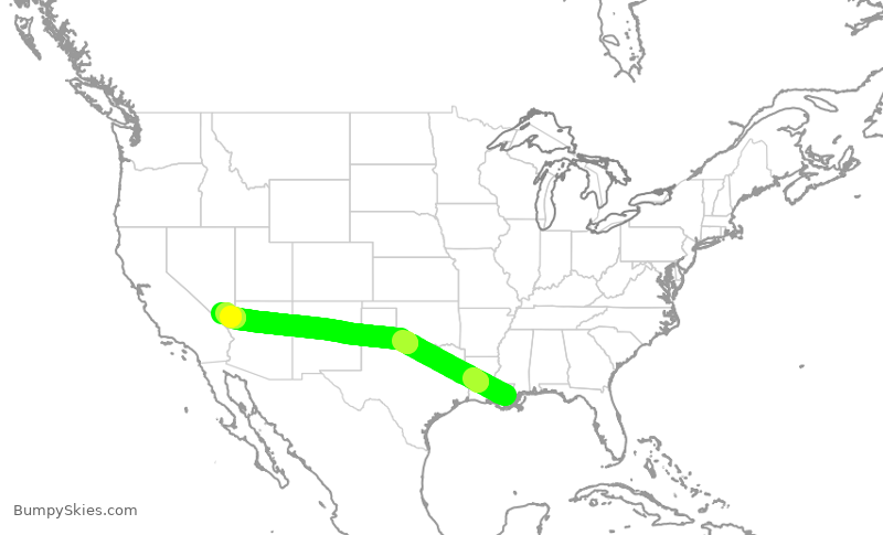 Turbulence forecast map for SWA4204, MSY to LAS