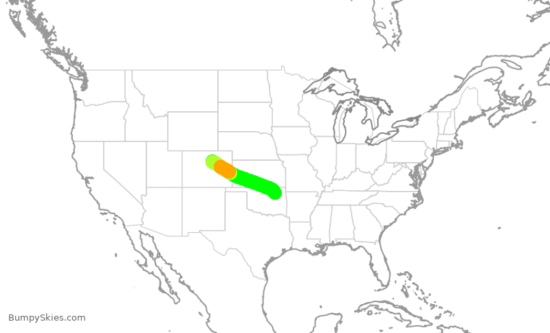 Turbulence forecast map for SWA4204, TUL to DEN